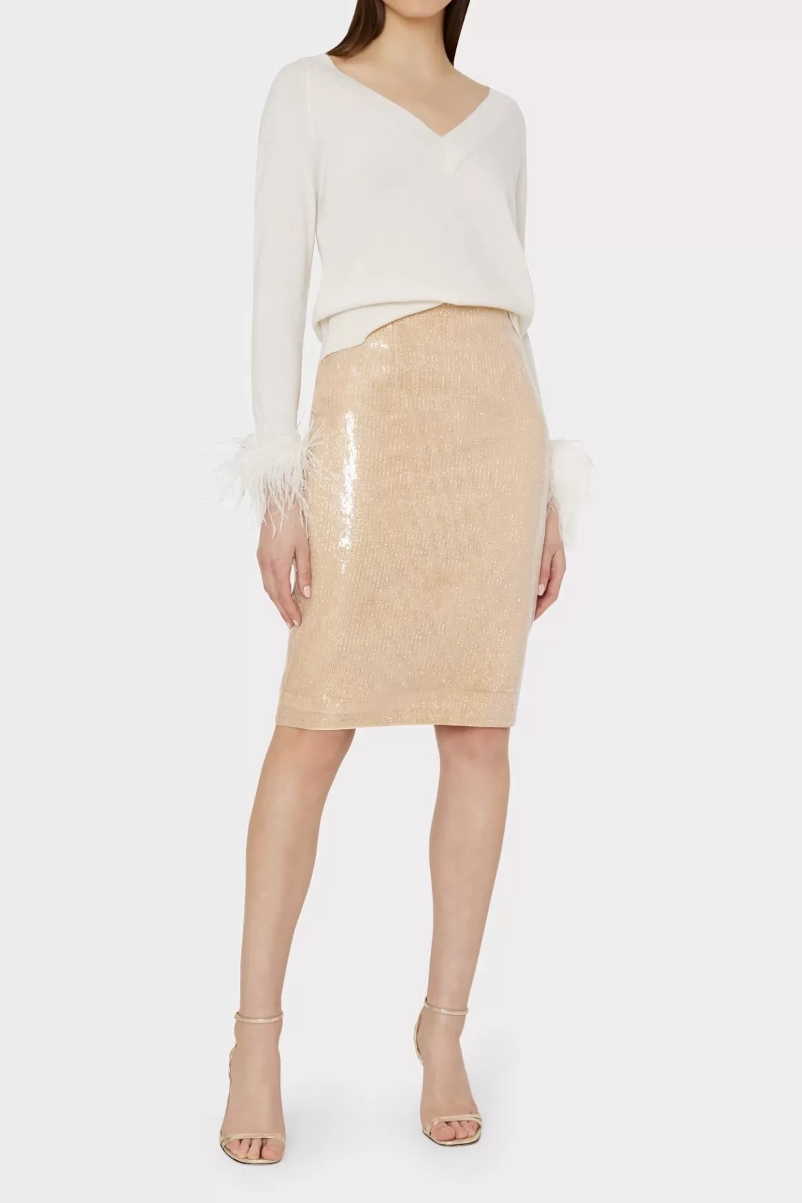 MILLY Skirts-Adley Sequin Skirt Gold