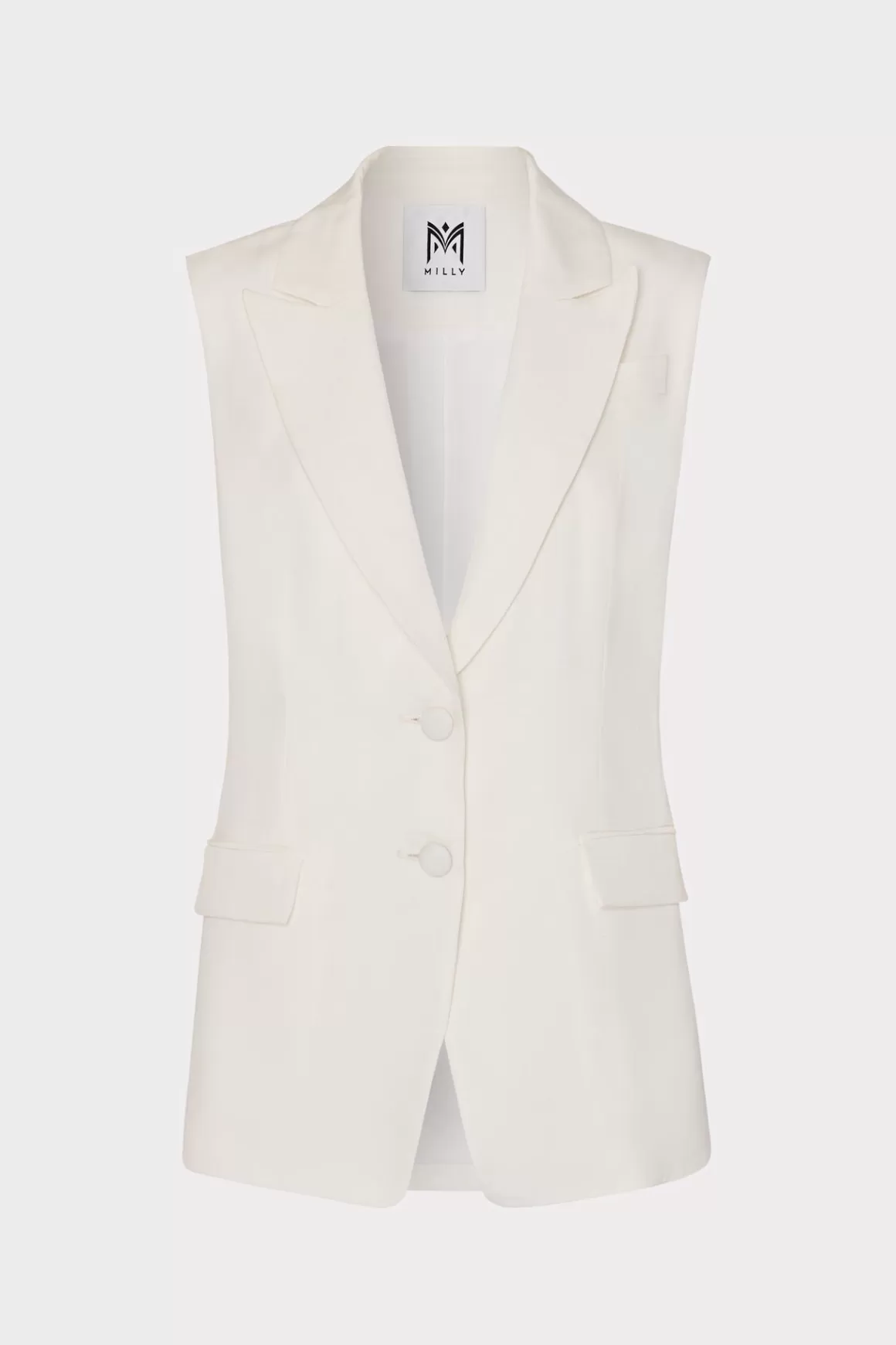 MILLY Blazers-Alba Sleeveless Blazer White