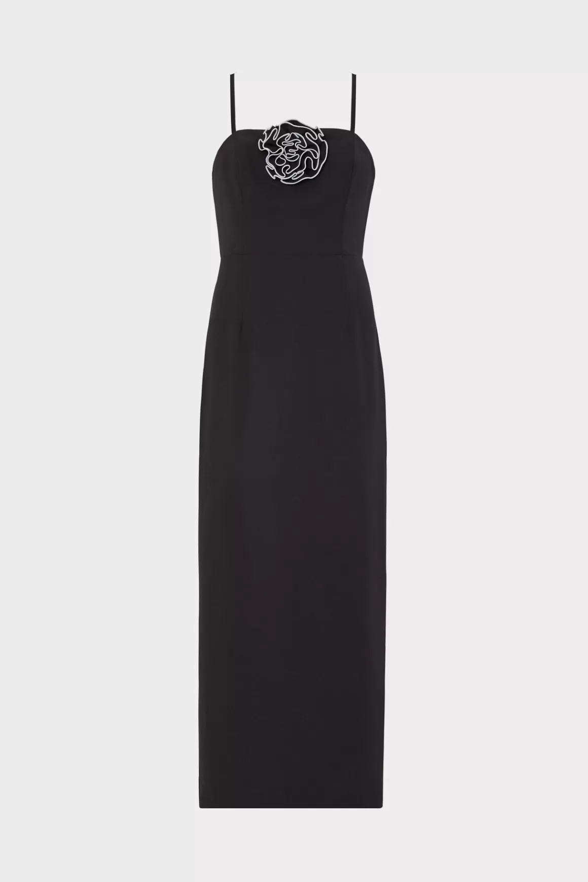 MILLY Little Black Dresses-Allison 3D Rosette Cady Midi Dress Black