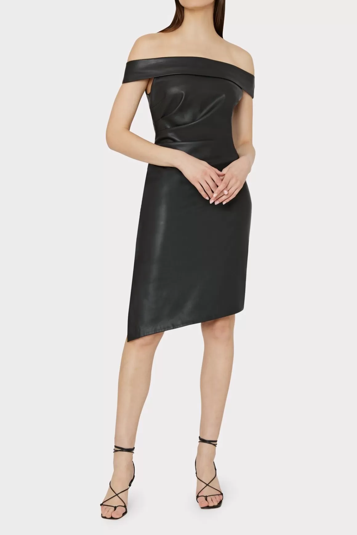 MILLY Little Black Dresses-Ally Vegan Leather Dress Black