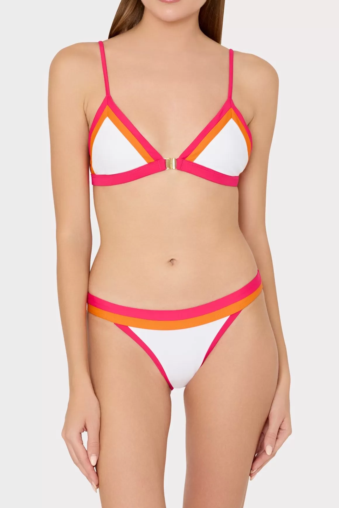 MILLY Bikinis-Amalfi Color Block Bikini Bottom Pink Multi