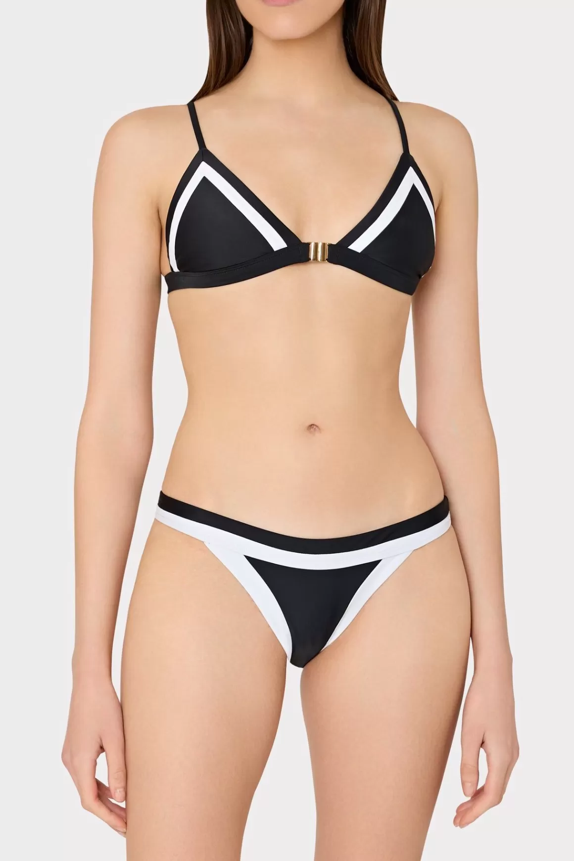 MILLY Jumpsuits & Rompers-Amalfi Color Block Bikini Top Black Multi
