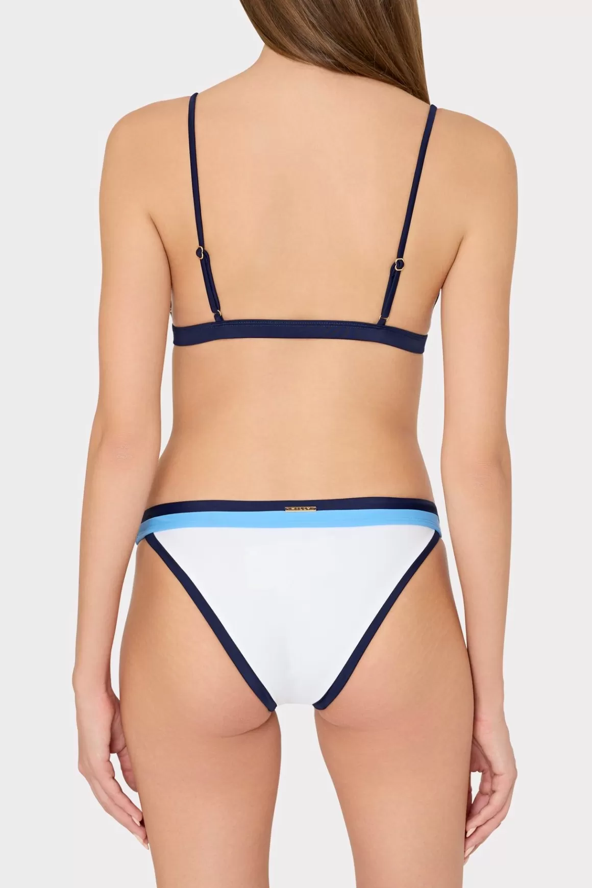 MILLY Bikinis-Amalfi Color Block Bikini Top Navy Multi