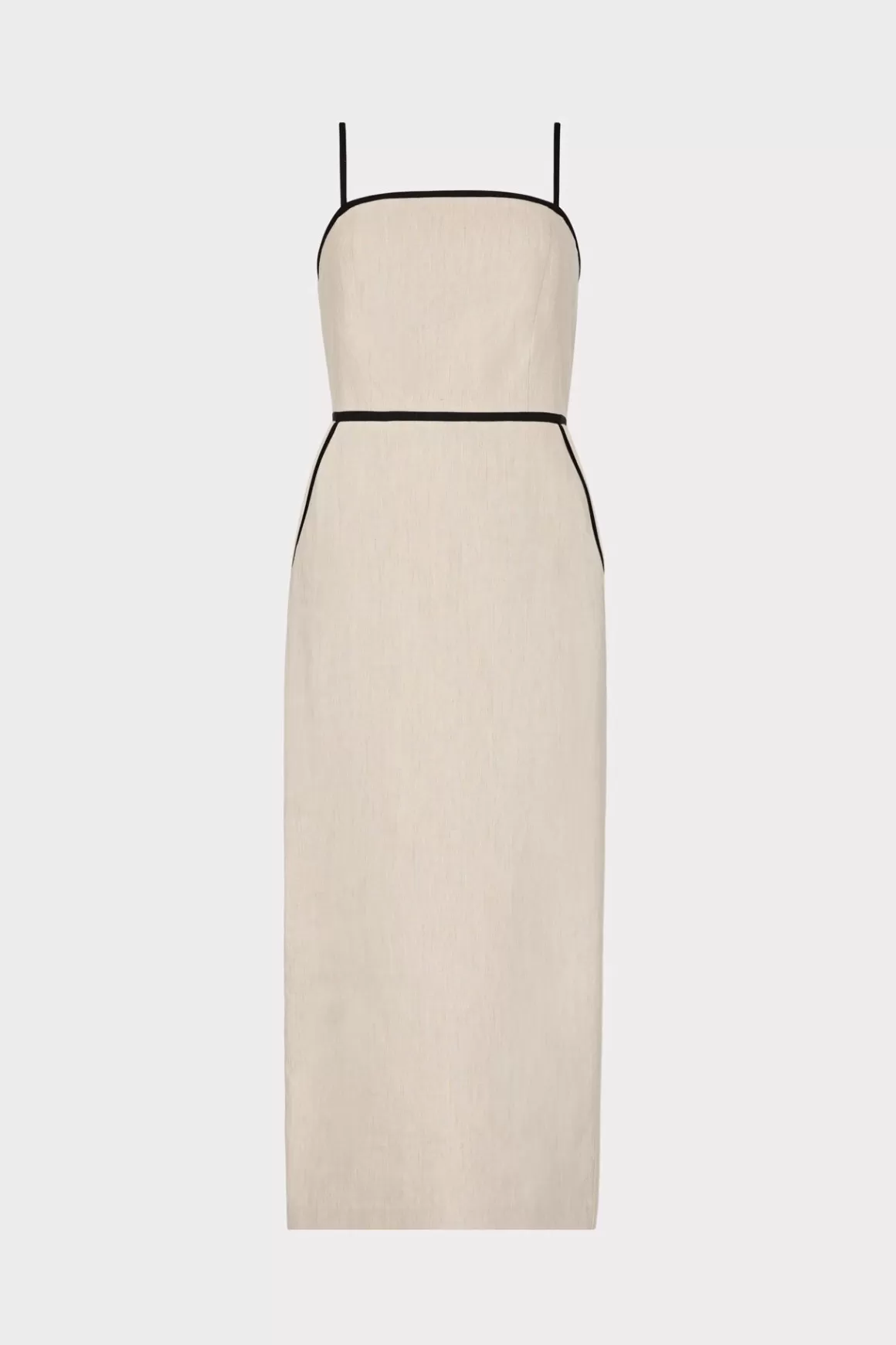 MILLY Guest Of Dresses-Amara Linen Contrast Midi Dress Natural