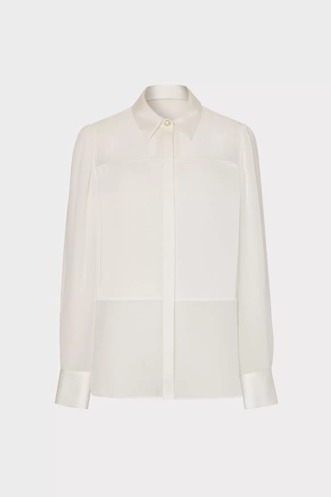 MILLY Tops-Andy Satin Combo Button Up Blouse White