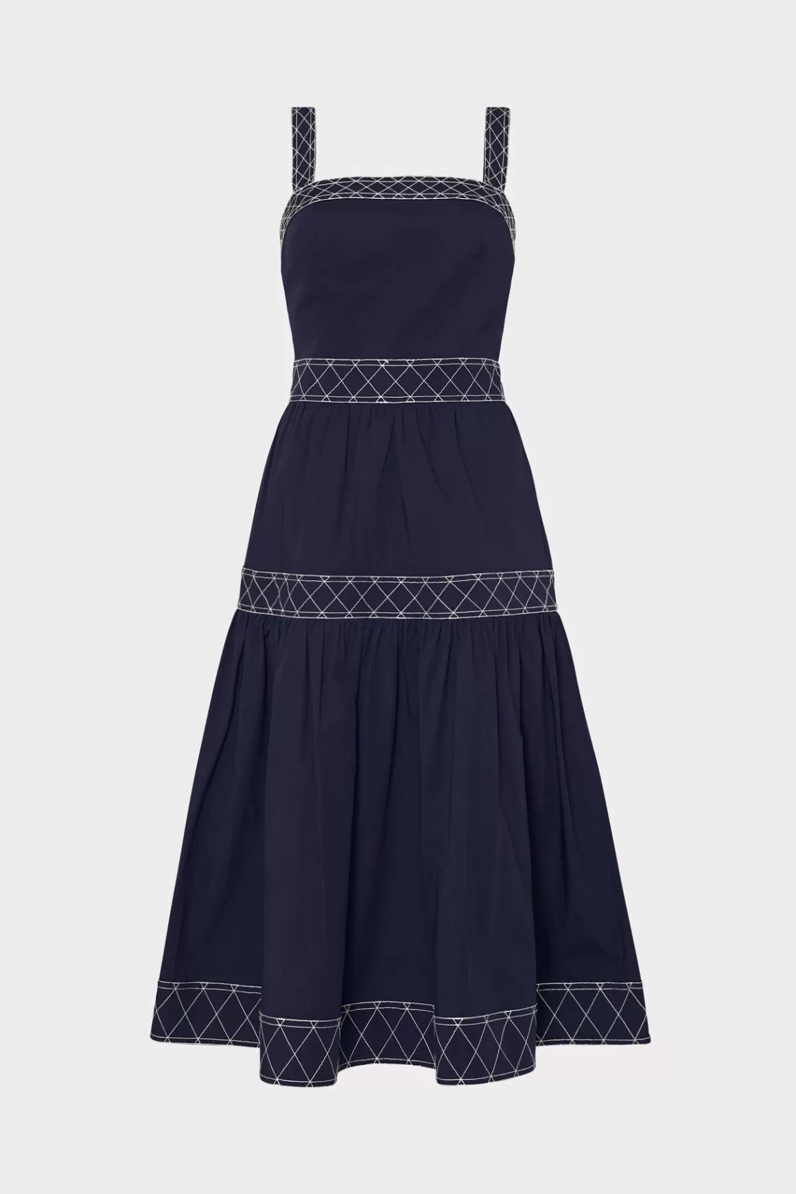 MILLY Sundresses-Annette Poplin Midi Dress Navy