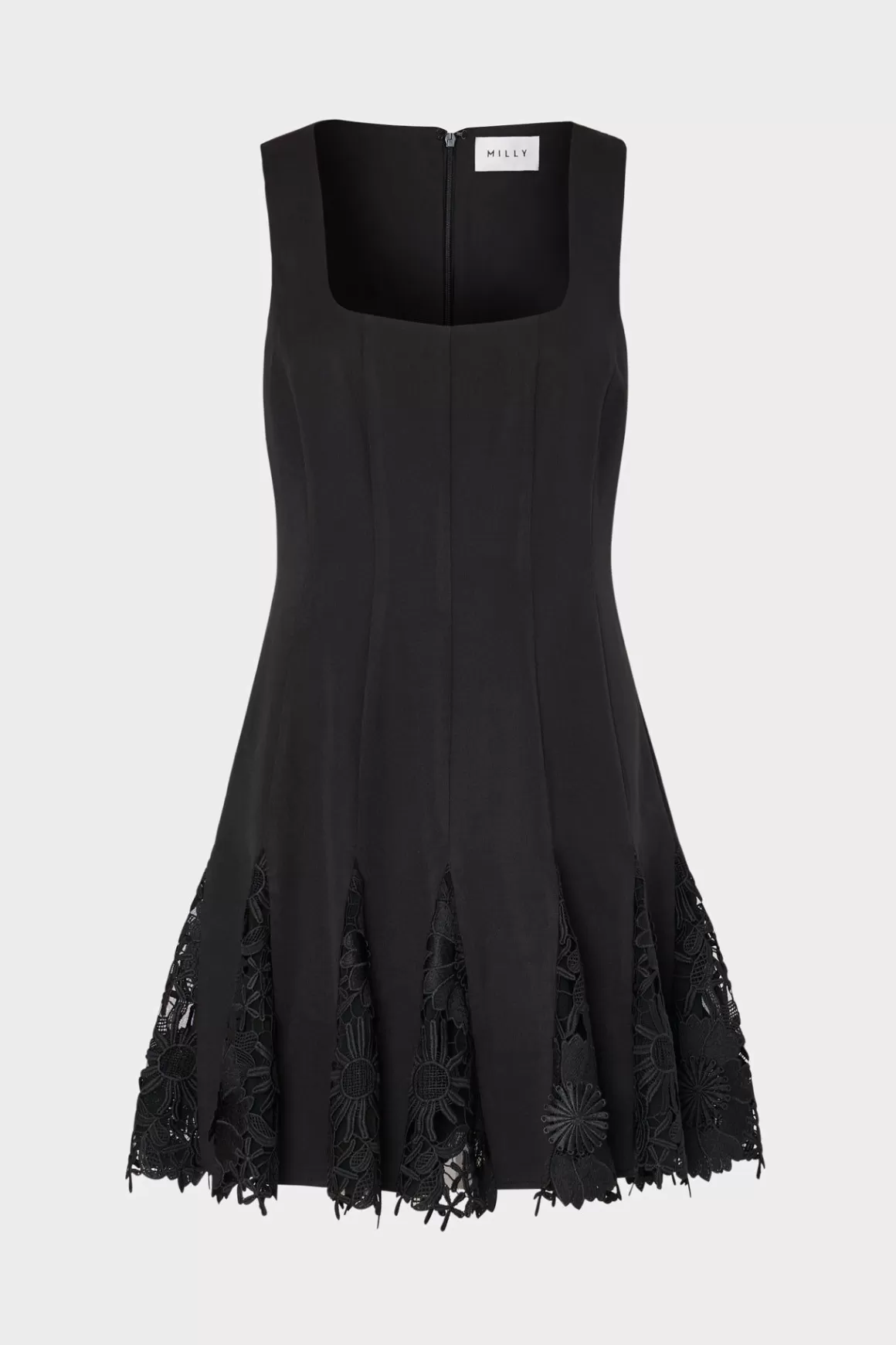 MILLY Day Dresses-Ariel Cady 3D Lace Combo Dress Black