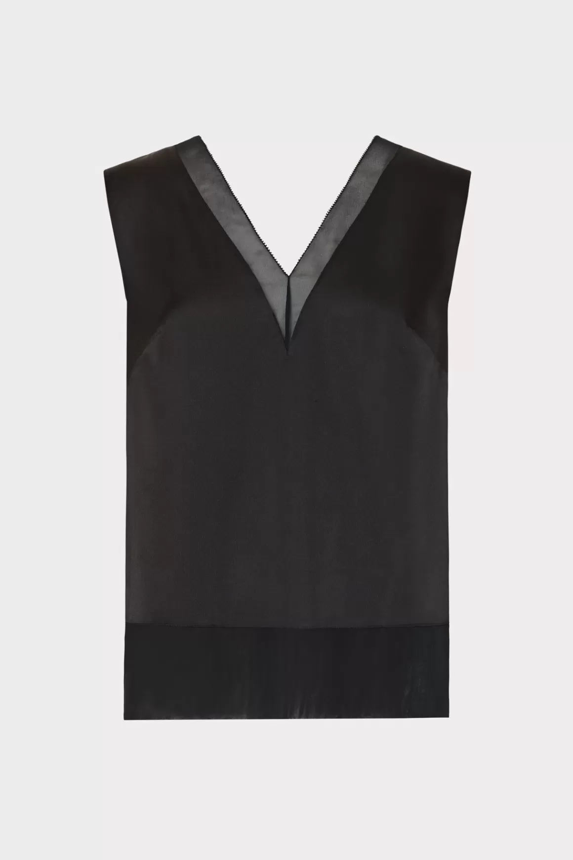 MILLY Tops-Avianna Satin Sleeveless Top Black