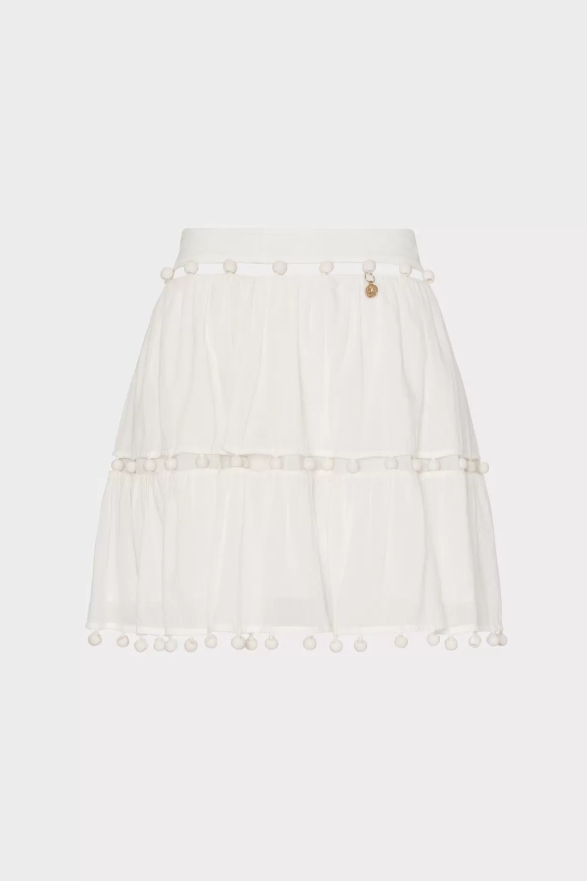 MILLY Cover-Ups-Beaded Cotton Voile Skirt White