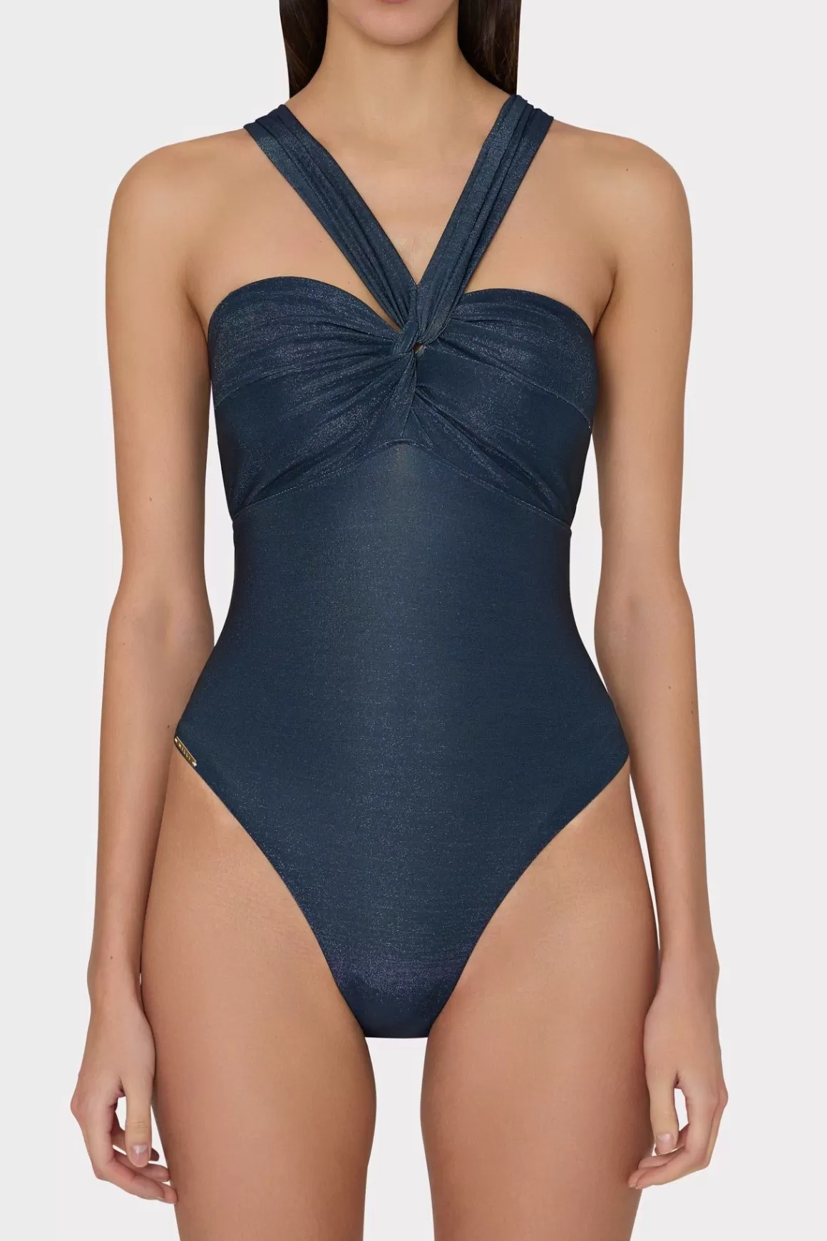 MILLY One Piece Swimsuits-Betsy Bandeau Shimmer One Piece Navy