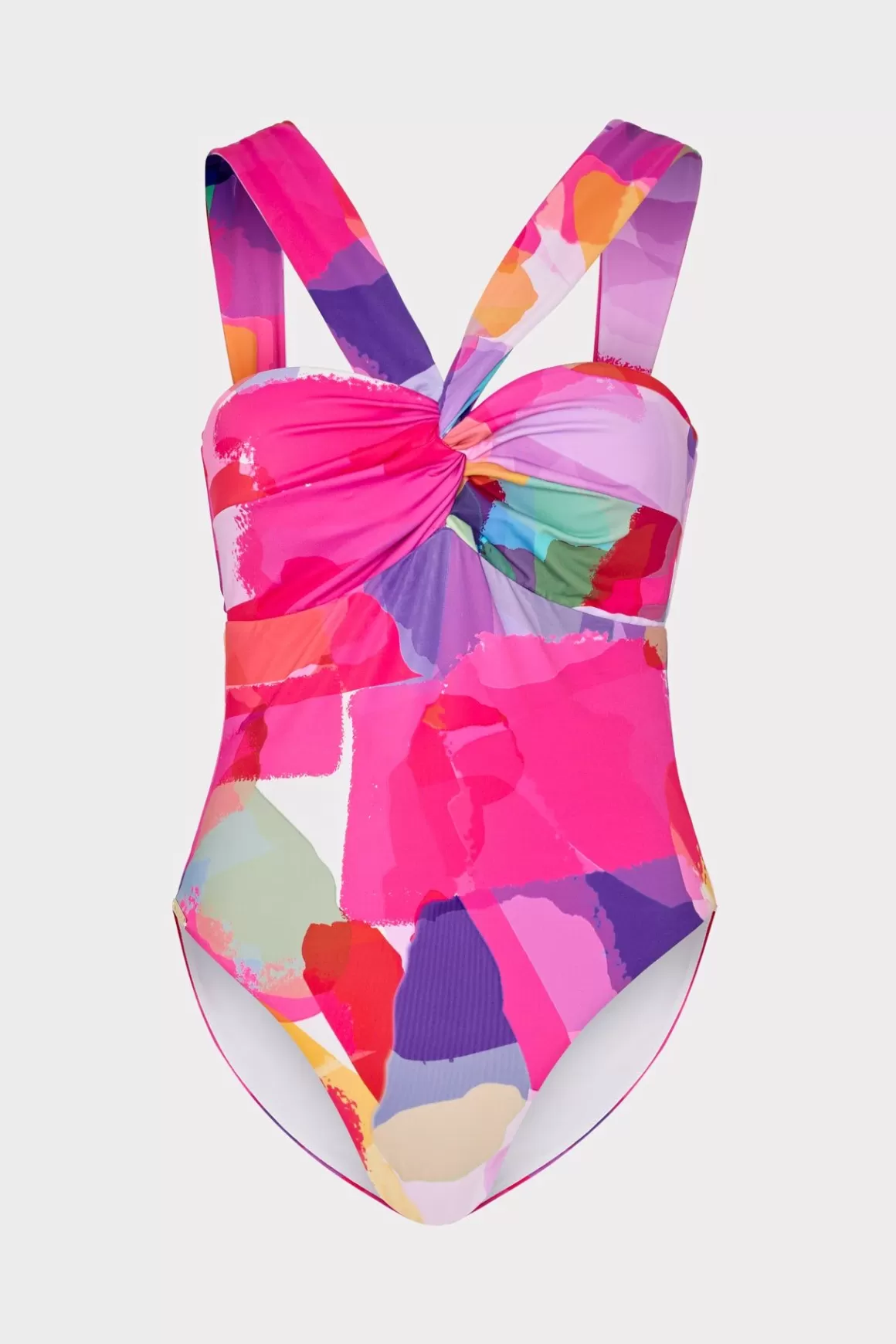 MILLY Jumpsuits & Rompers-Betsy Rainbow Waterfall Draped Bandeau One Piece Multi