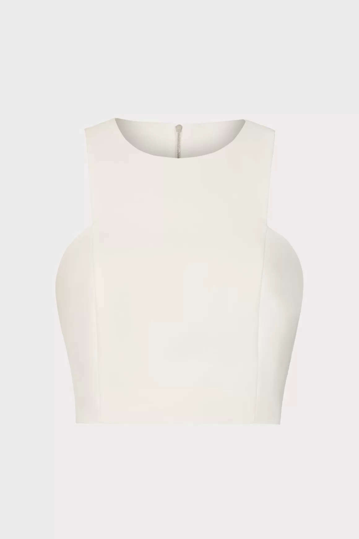 MILLY Tops-Cady Sleeveless Crop Top Ecru