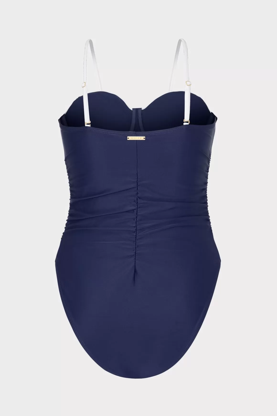 MILLY One Piece Swimsuits-Color Block Ruched One Piece Navy/White
