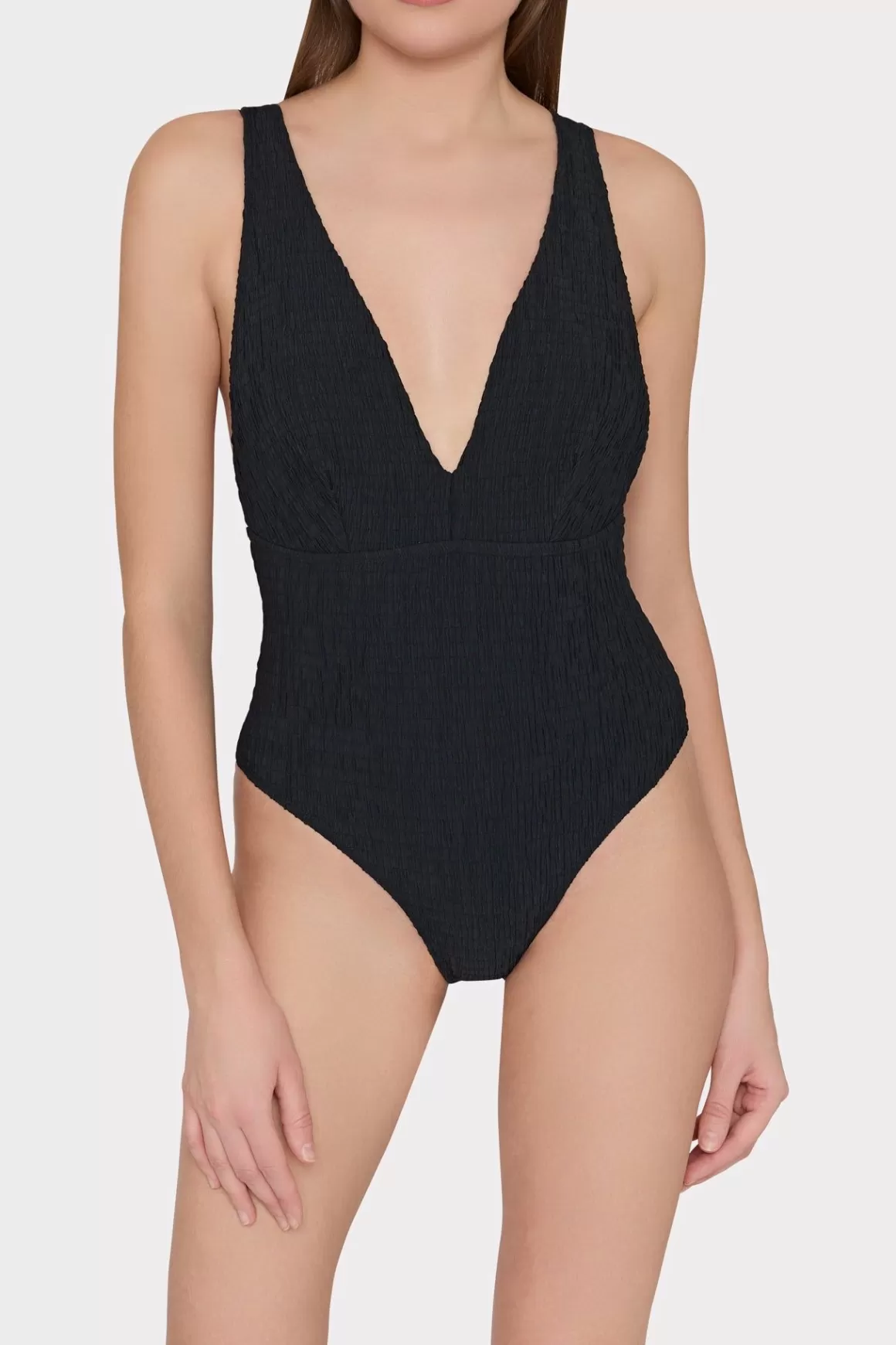 MILLY Jumpsuits & Rompers-Deep Dive One Piece With Smocking Black