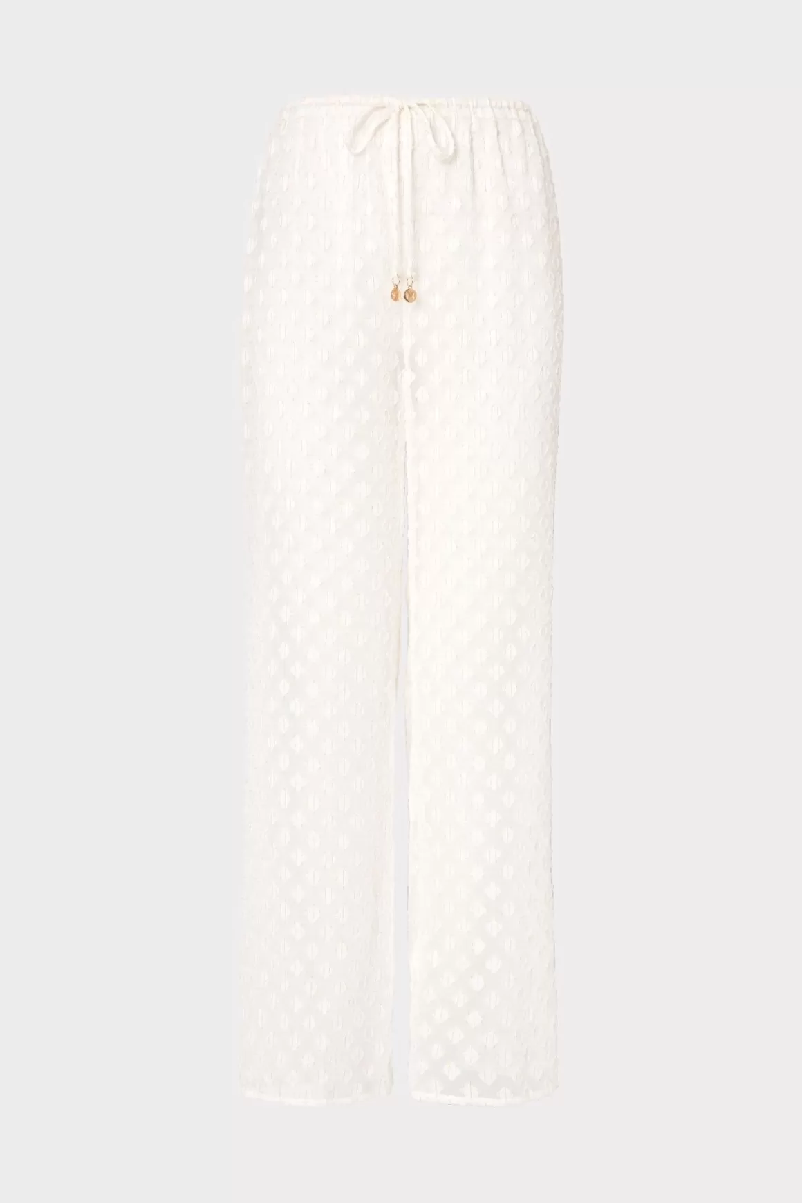 MILLY Jumpsuits & Rompers-Diamond Jacquard Coverup Pants White/Gold