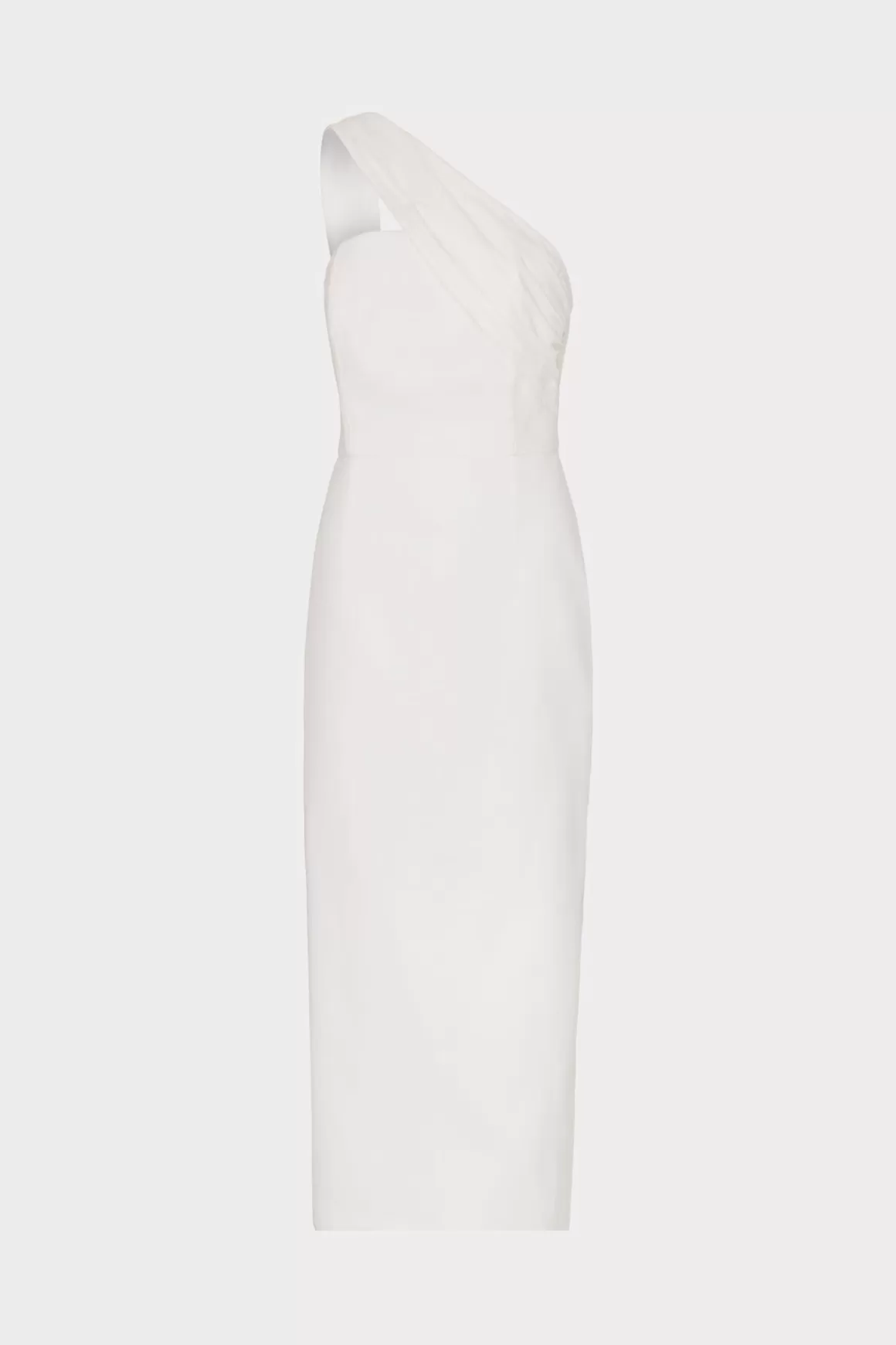 MILLY Guest Of Dresses-Draped One Shoulder Linen Dress White