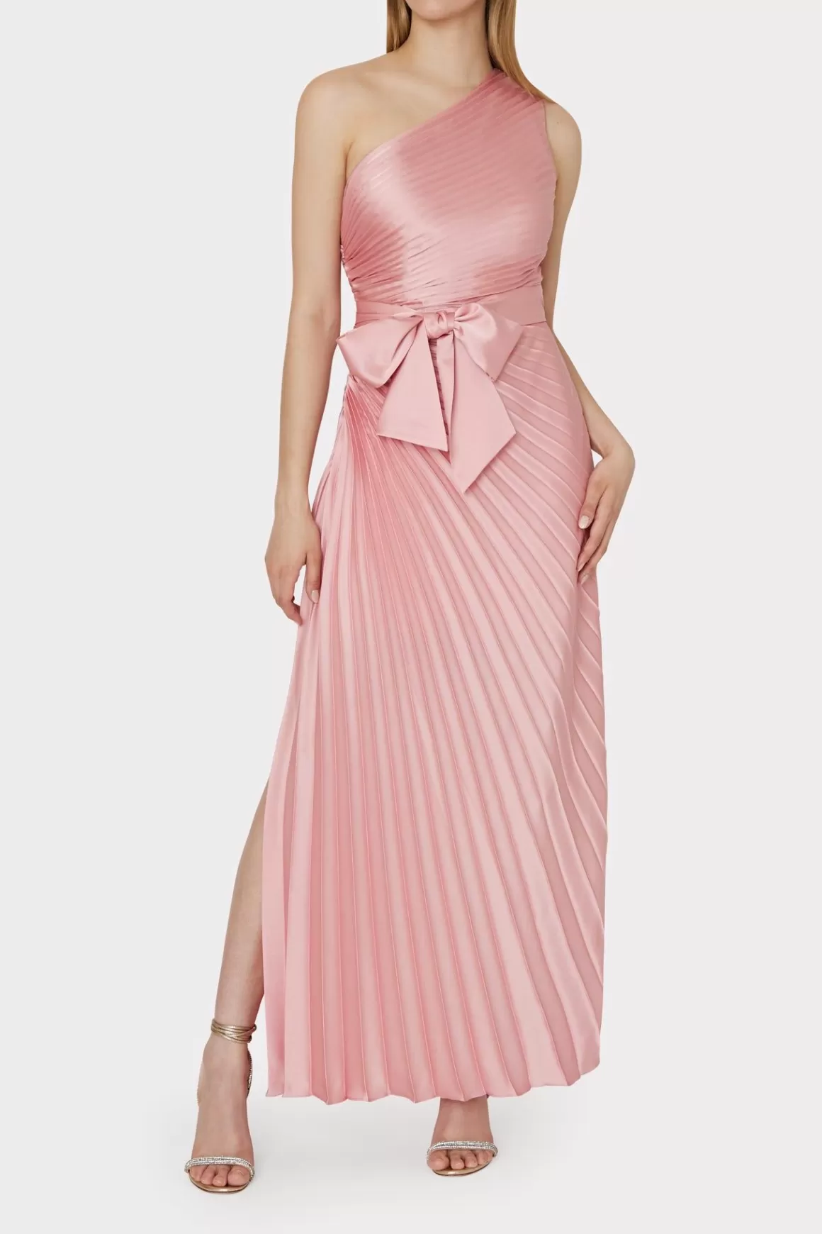 MILLY Maxi Dresses-Estelle Satin Dress Rose Gold