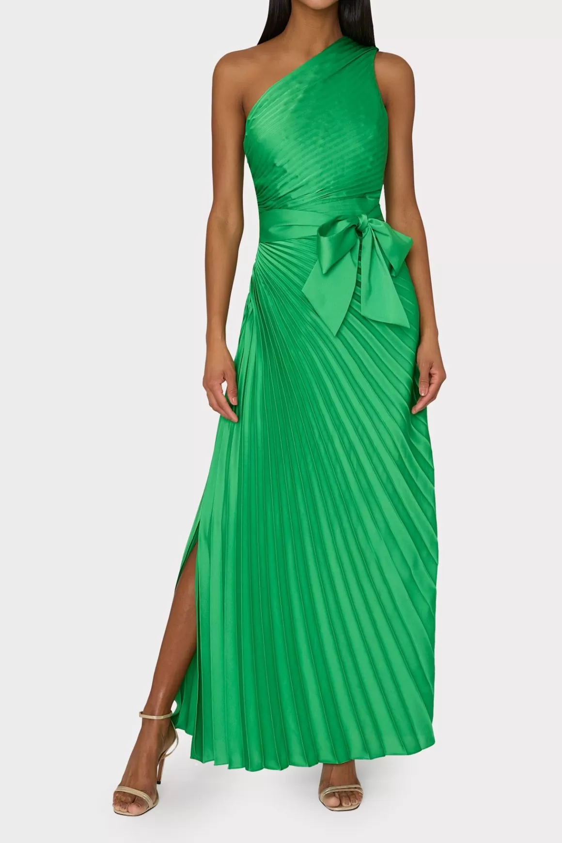 MILLY Maxi Dresses-Estelle Satin Dress Green