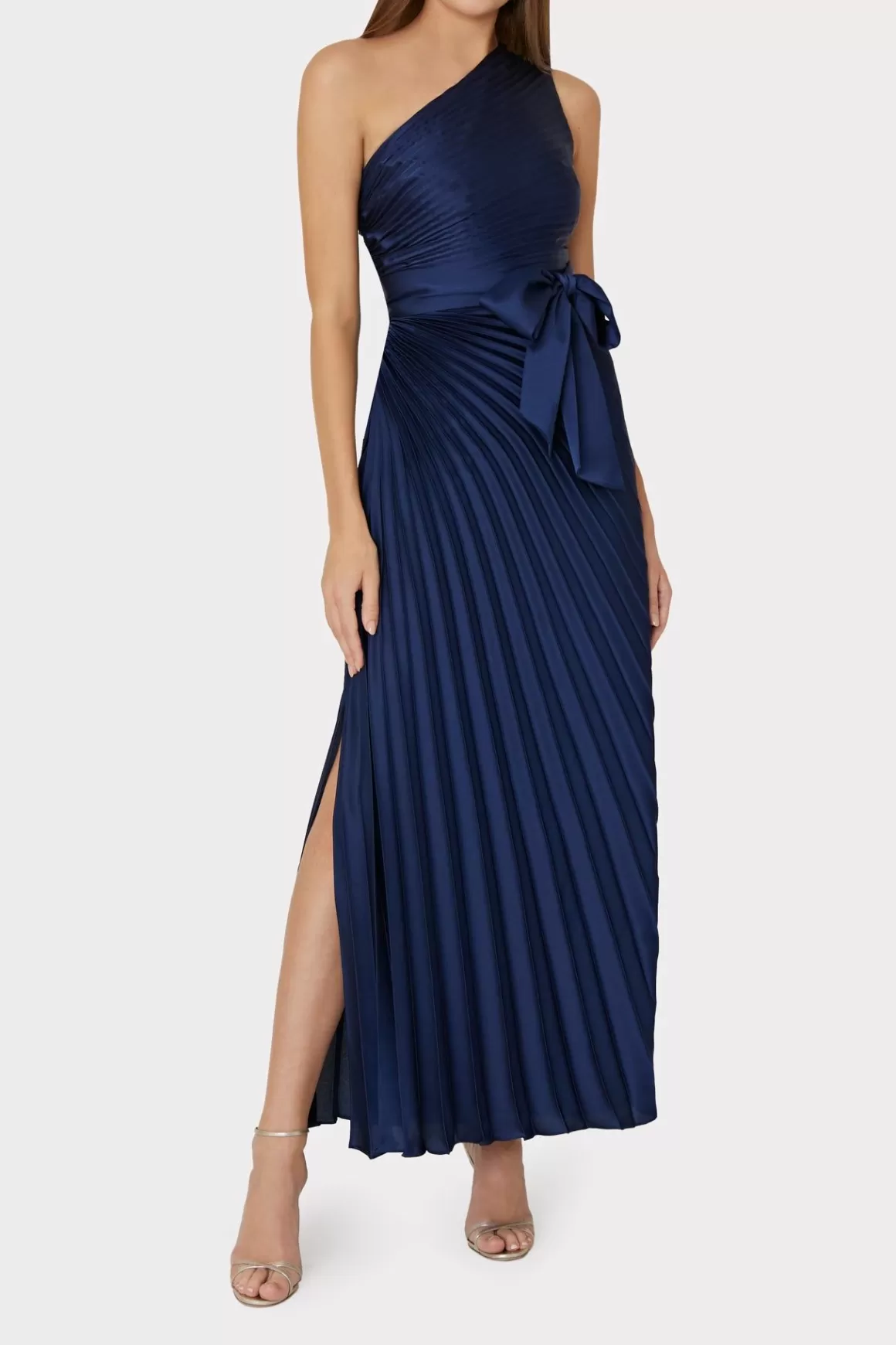 MILLY Maxi Dresses-Estelle Satin Dress Navy