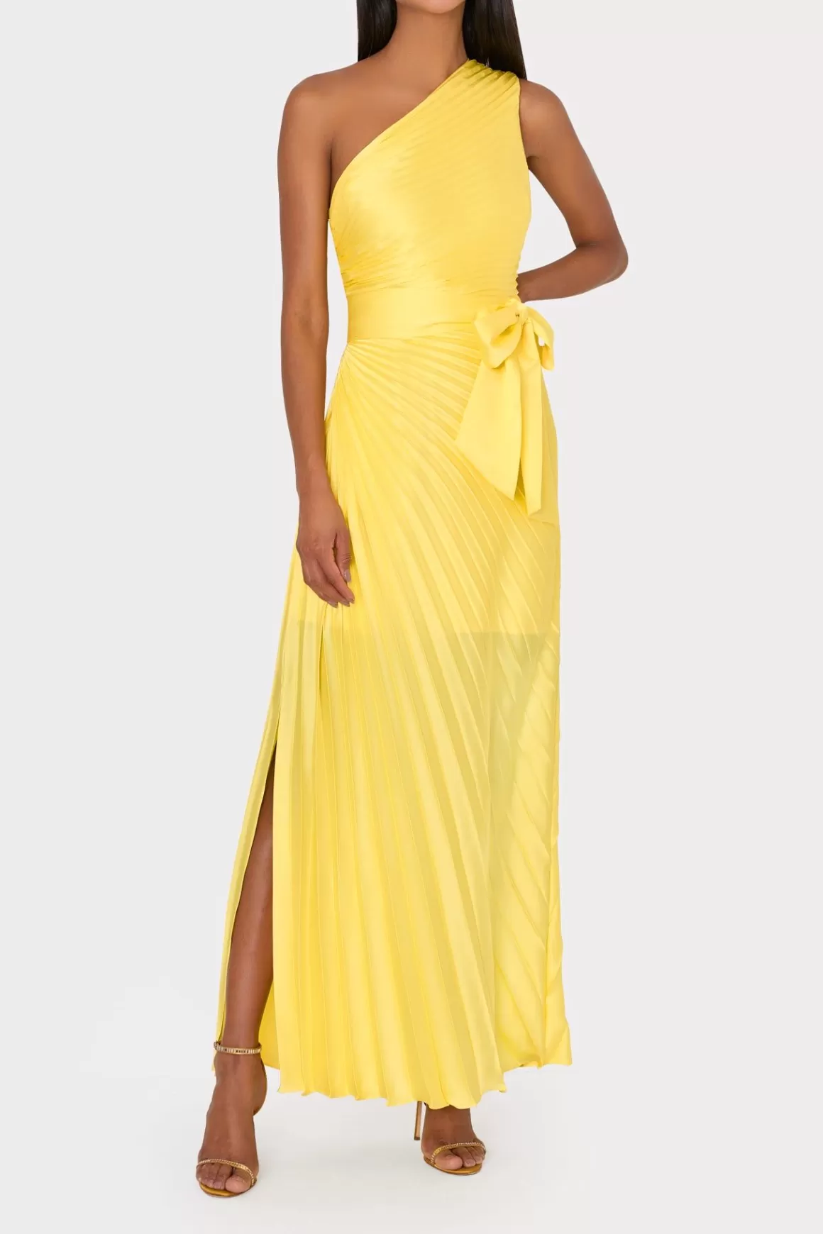 MILLY Evening Gowns-Estelle Satin Dress Yellow