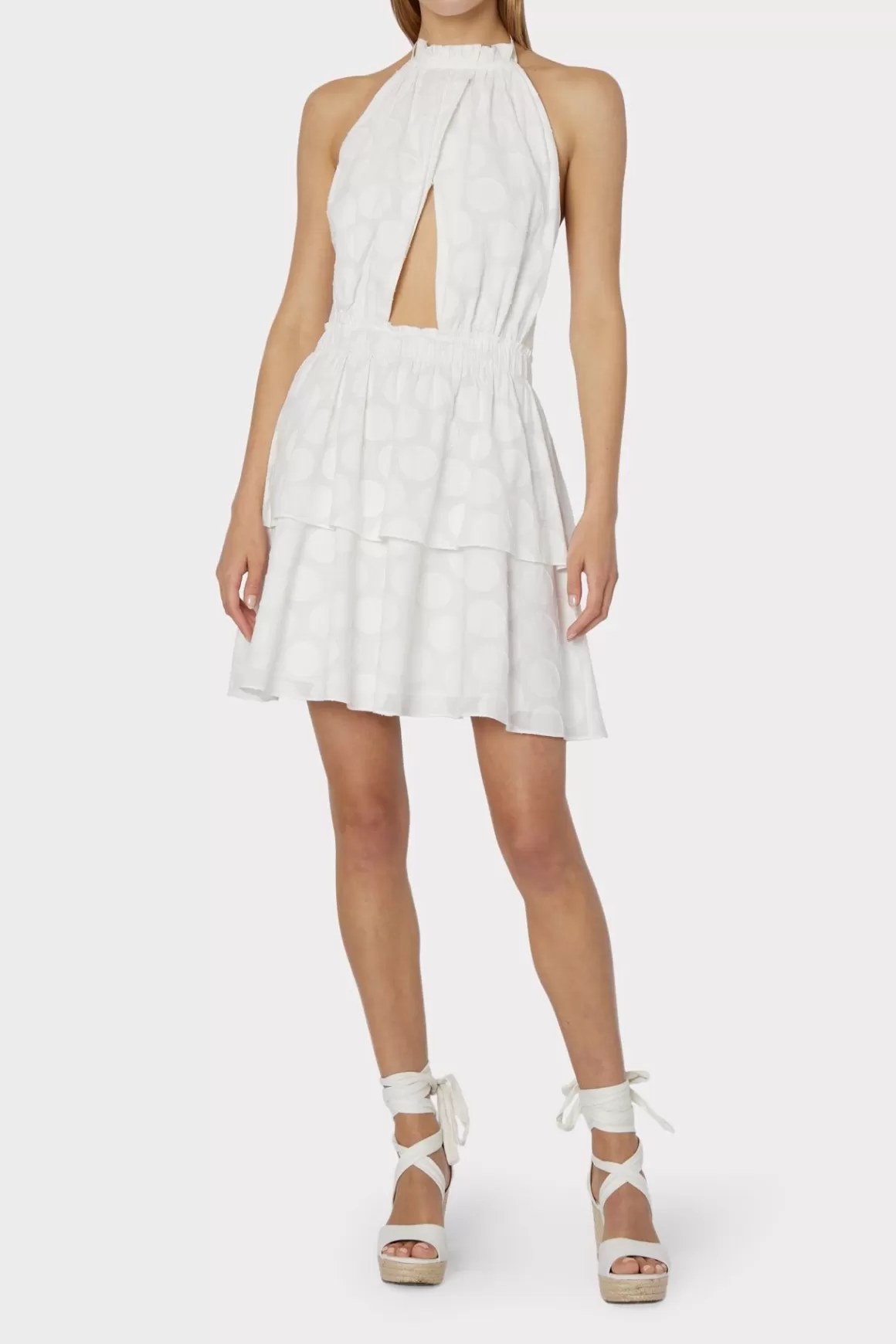 MILLY White Dresses-Evelia Reina Graphic Dot Clipping Dress White