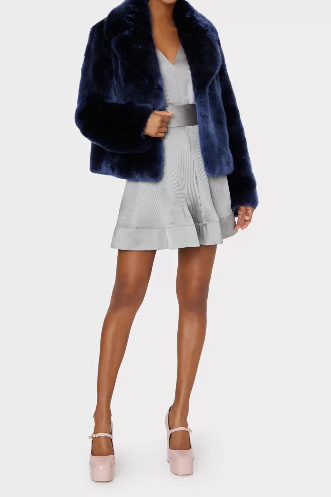 MILLY Coats & Jackets-Faye Faux Fur Coat Navy