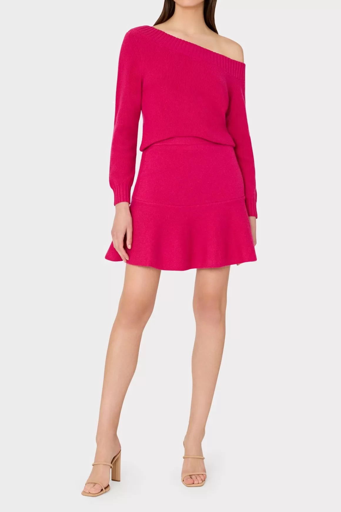 MILLY Sweaters & Knits-Flare Knit Skirt Fuchsia