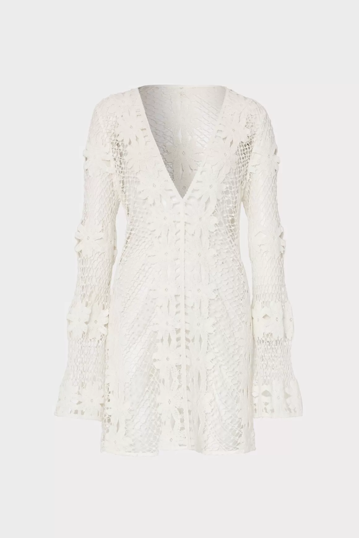 MILLY Cover-Ups-Floral Crochet Coverup Dress White