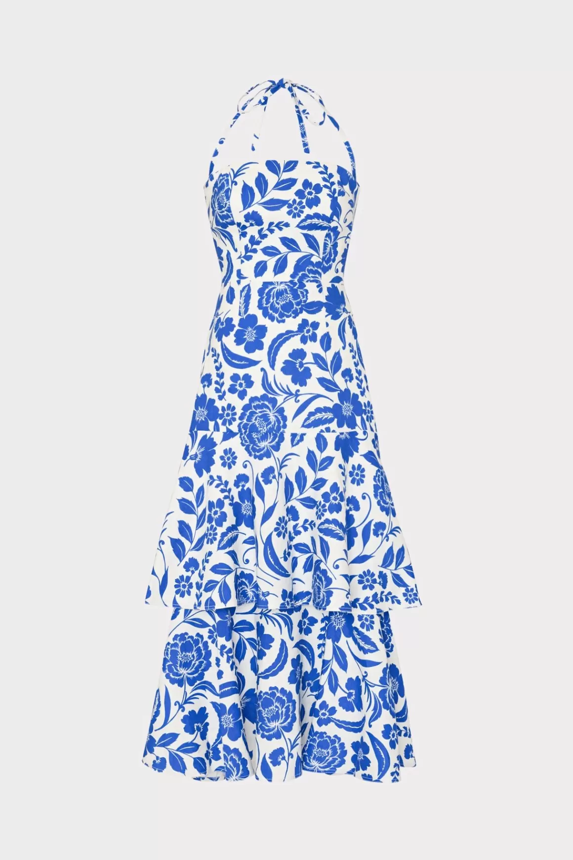 MILLY Day Dresses-Flowers Of Spain Linen Maxi Dress Blue/White