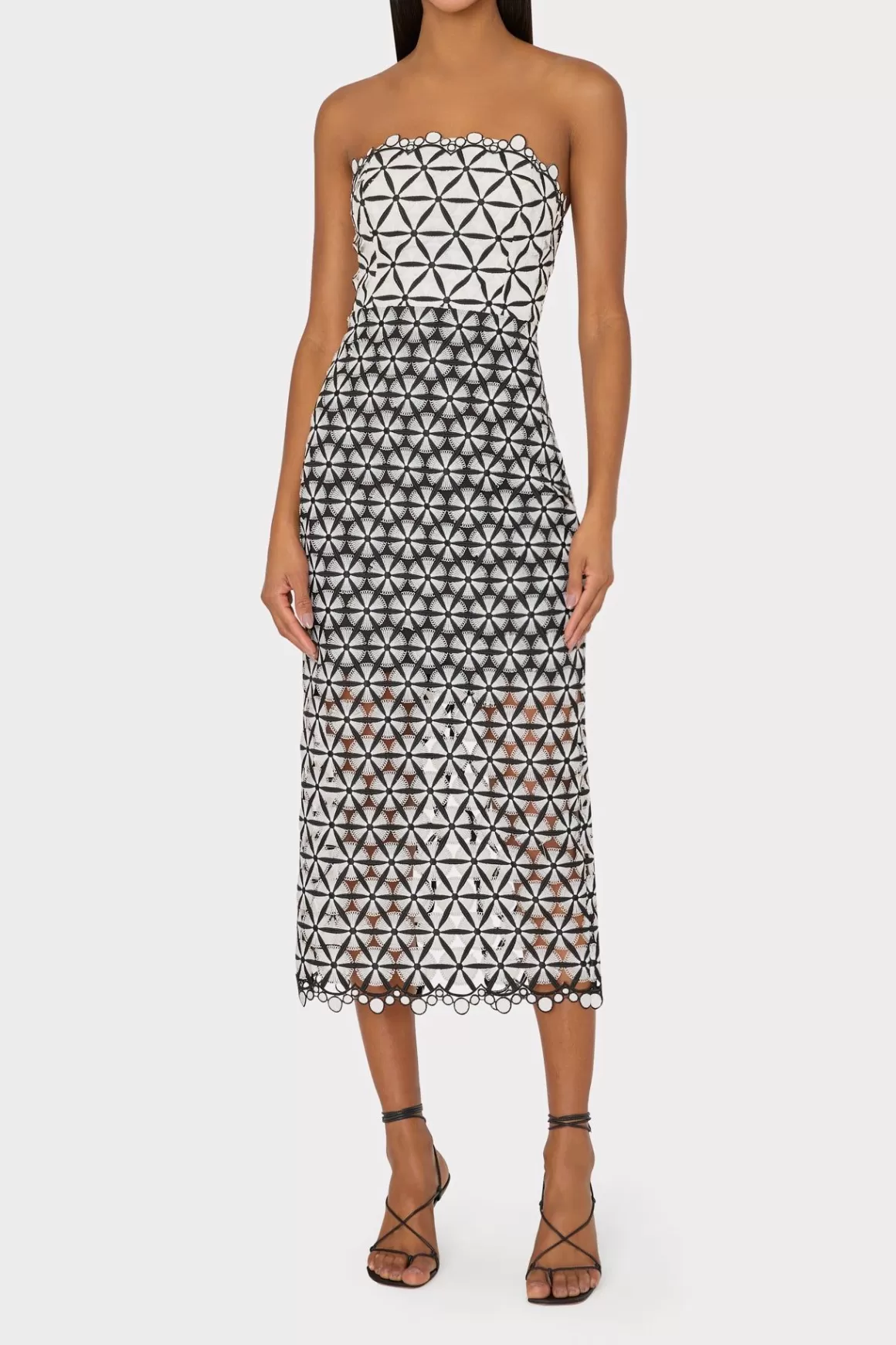 MILLY Cocktail Dresses-Geo Star Lace Dress Black/White