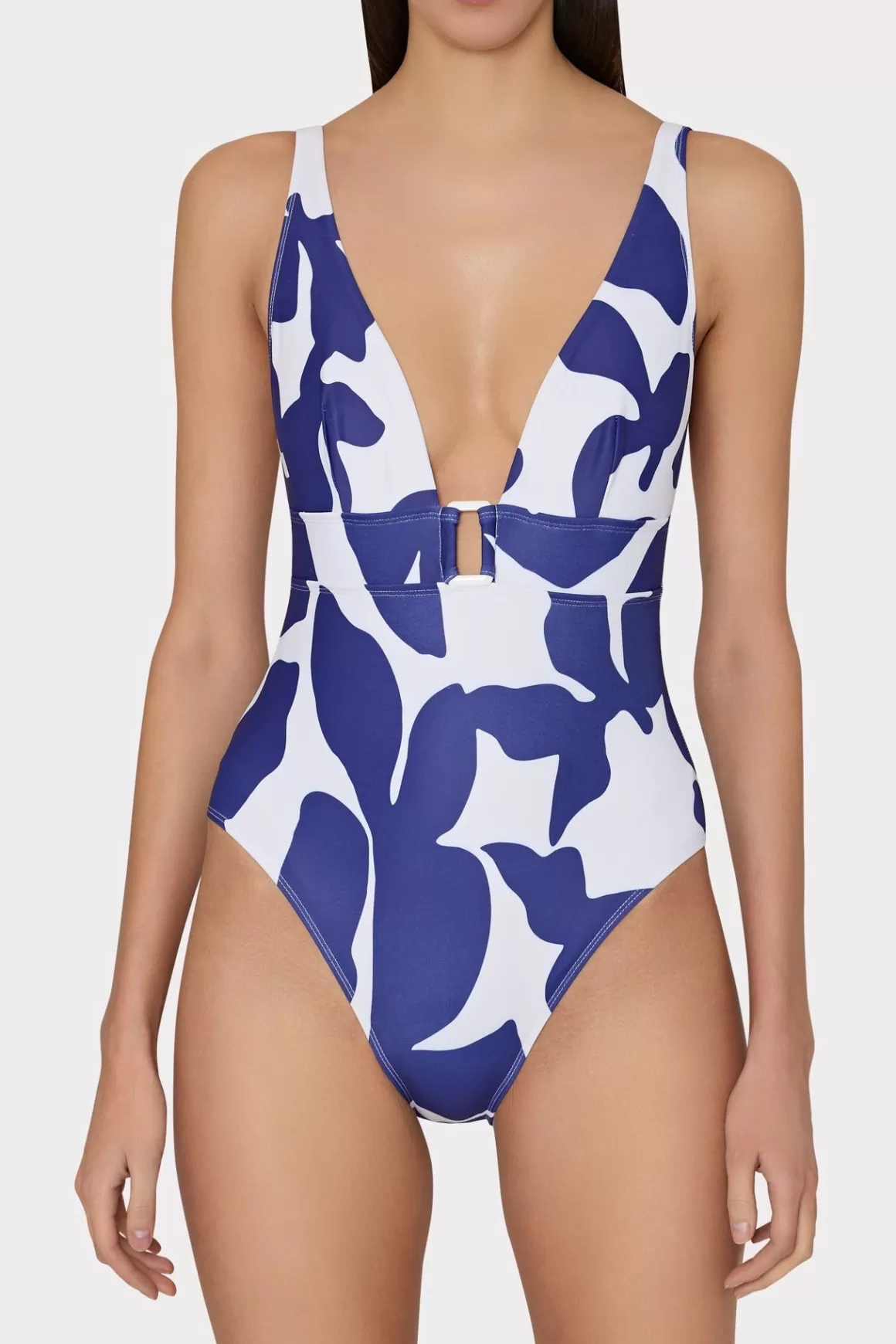 MILLY One Piece Swimsuits-Grand Foliage One Piece Navy/White