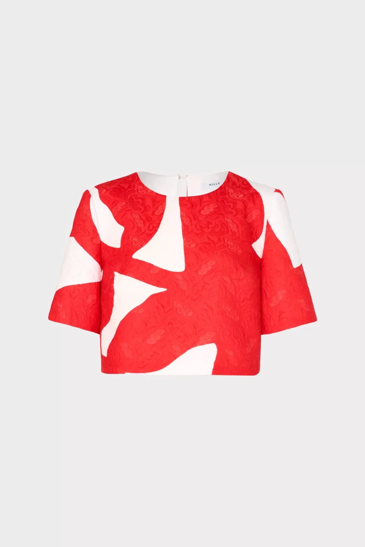 MILLY Tops-Grand Foliage Top Red/White