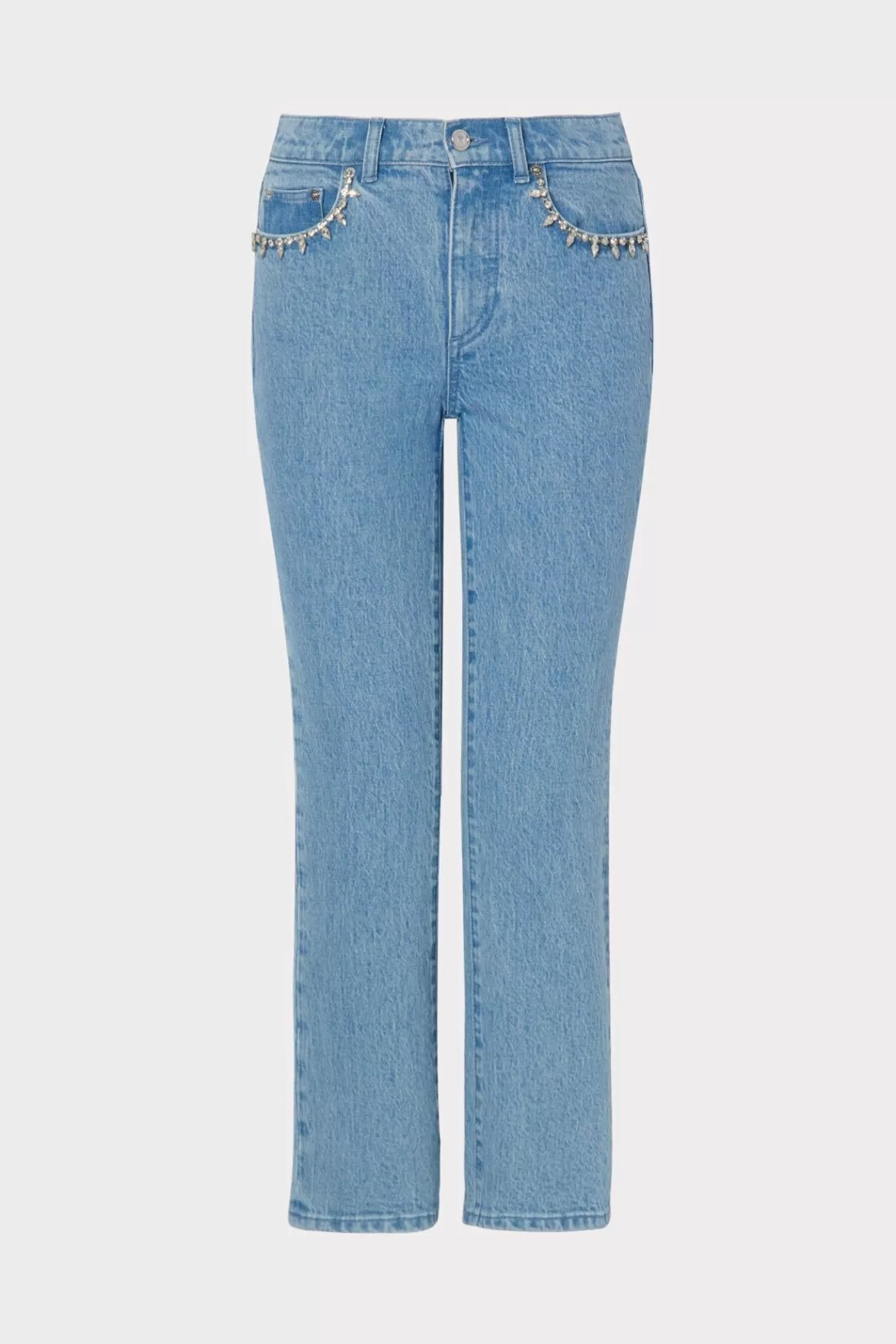 MILLY Denim-Hali Crystal Embellished Jeans Light Wash