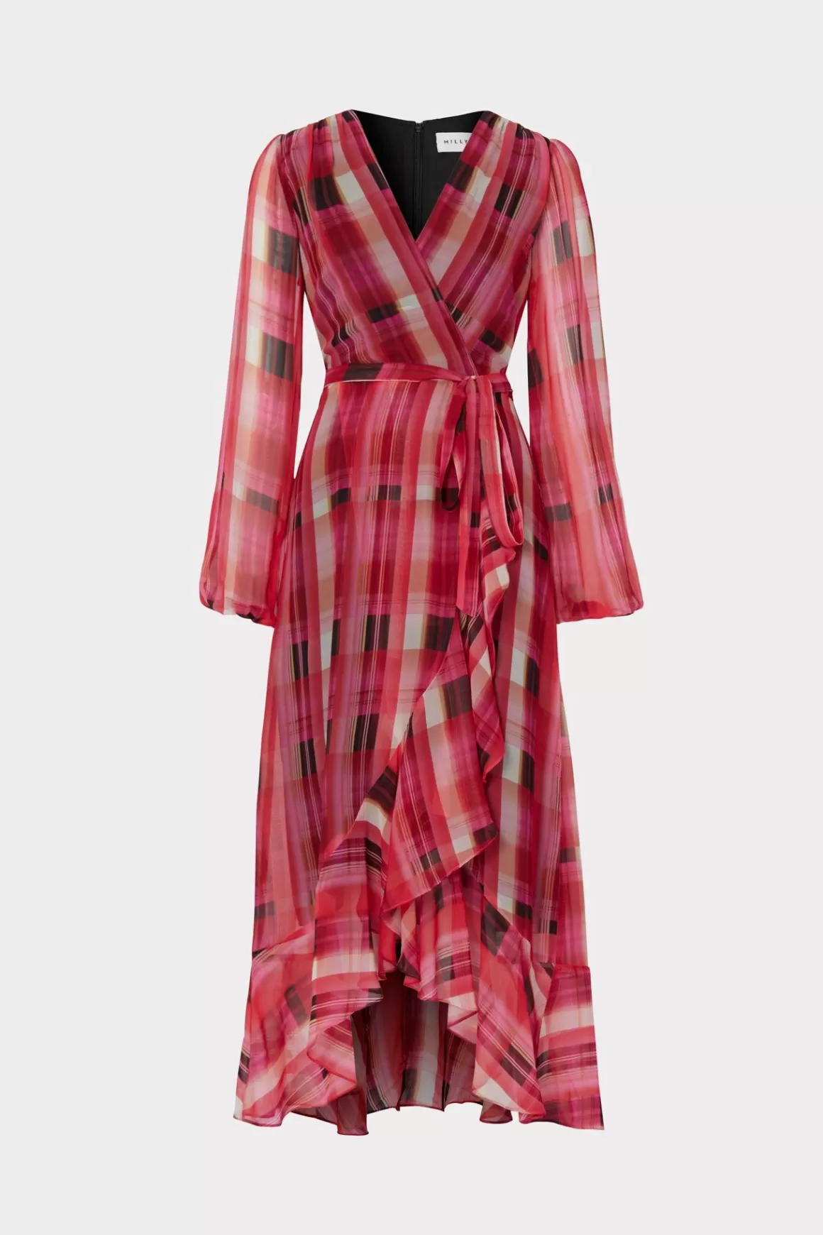 MILLY Day Dresses-Halley Prep Plaid Dress Red Multi