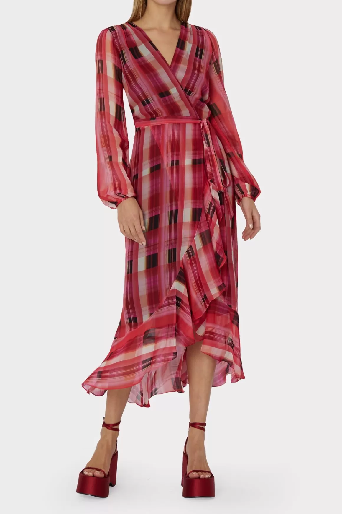 MILLY Day Dresses-Halley Prep Plaid Dress Red Multi