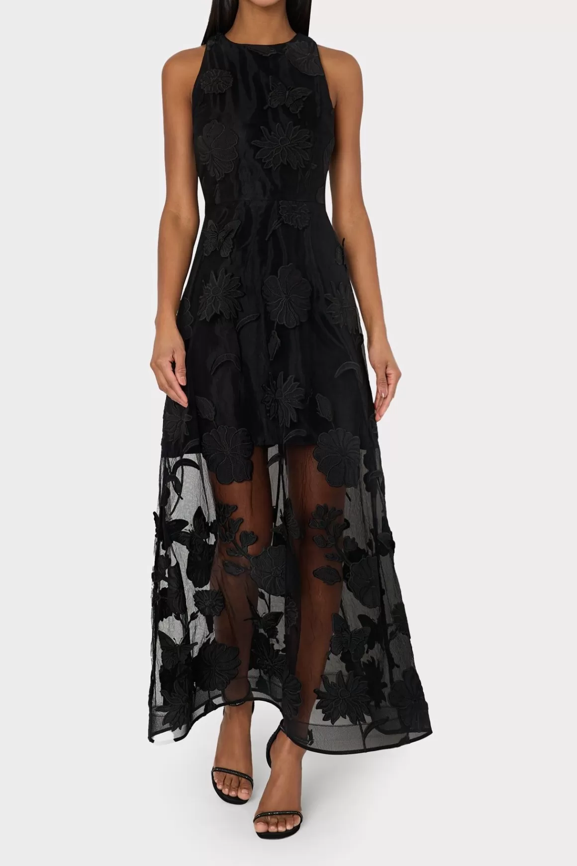 MILLY Guest Of Dresses-Hannah 3D Butterfly Embroidery Dress Black