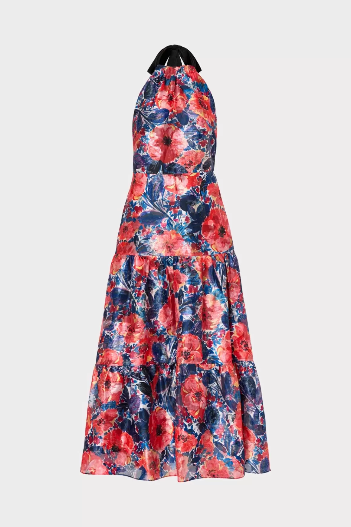 MILLY Evening Gowns-Hayden Watercolor Poppy Jacquard Dress Red Multi