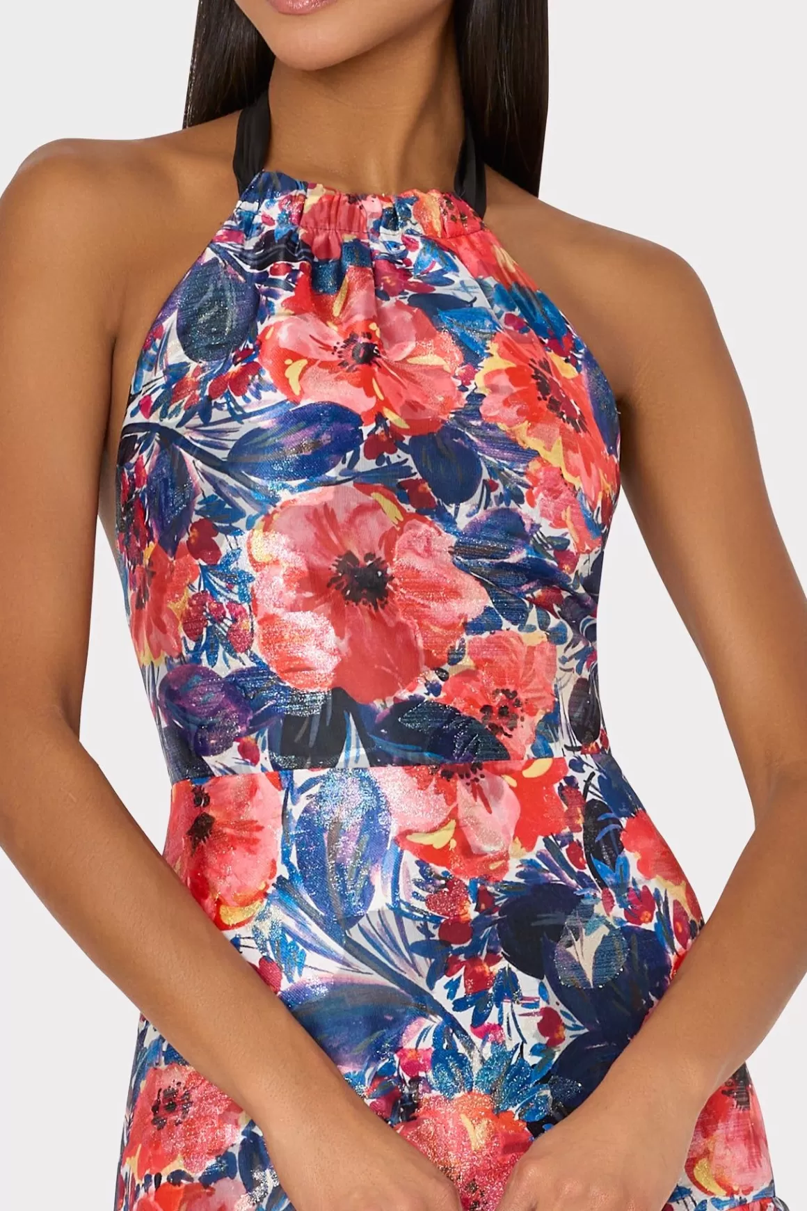MILLY Jumpsuits & Rompers-Hayden Watercolor Poppy Jacquard Dress Red Multi