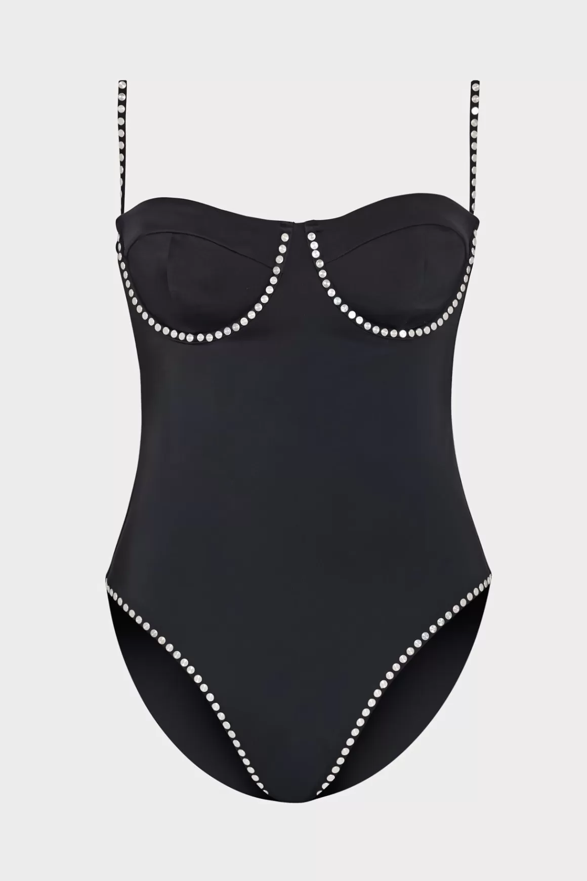 MILLY One Piece Swimsuits-Heat Set Embellishment Underwire One Piece Black