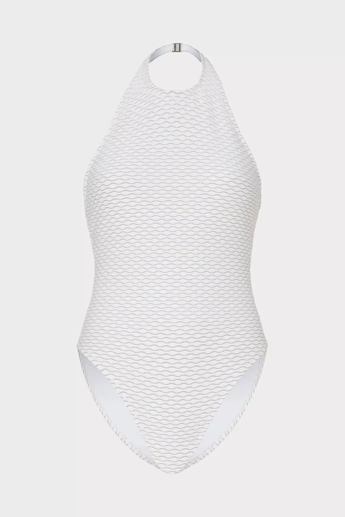 MILLY One Piece Swimsuits-Jackie Textured Waves Halter One Piece White