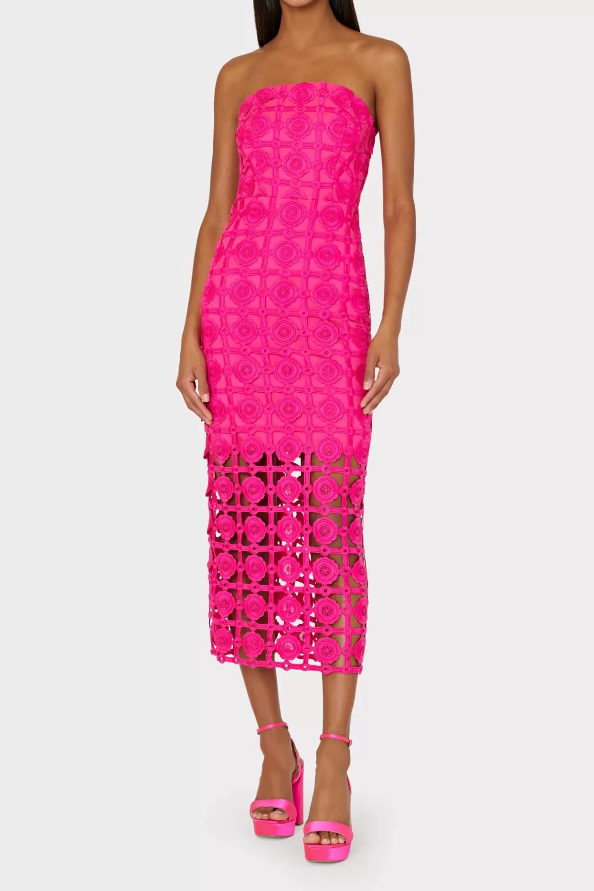 MILLY Cocktail Dresses-Kait Tile Lace Dress Milly Pink