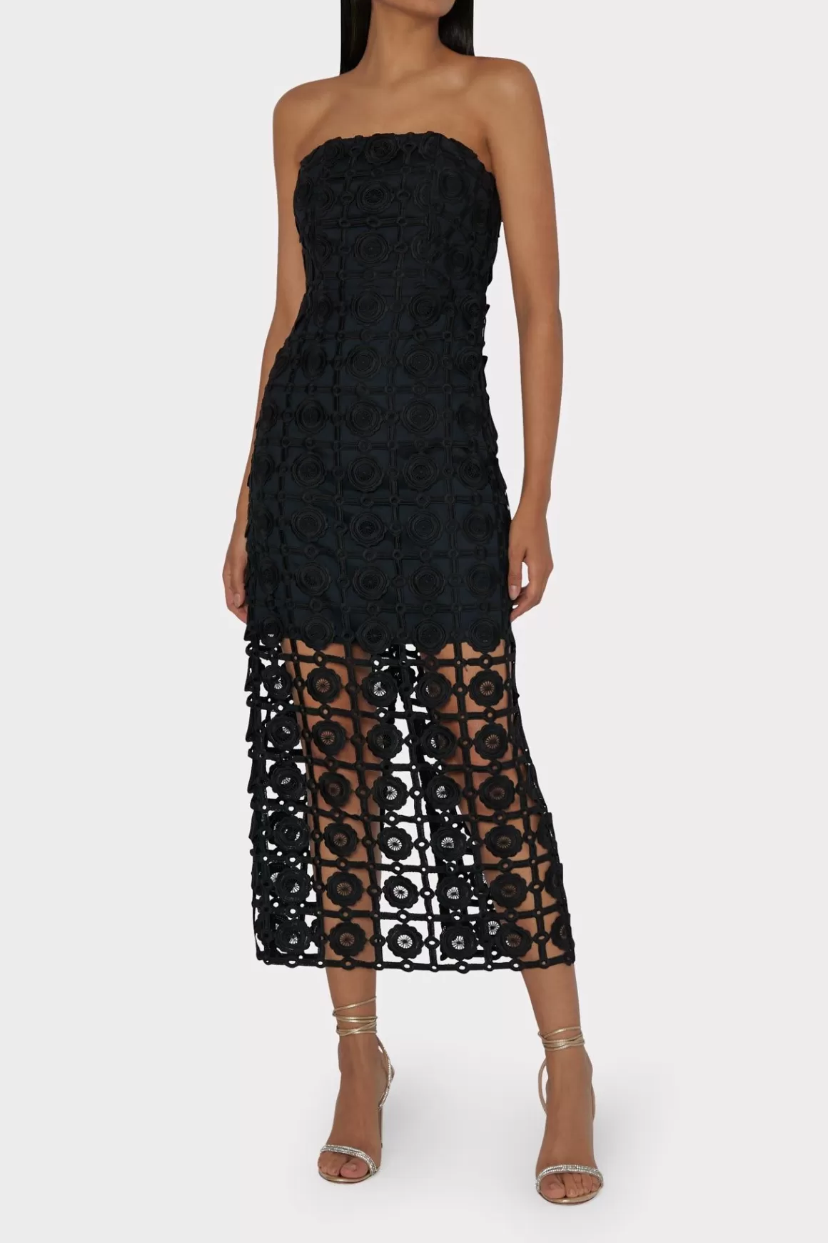 MILLY Guest Of Dresses-Kait Tile Lace Dress Black