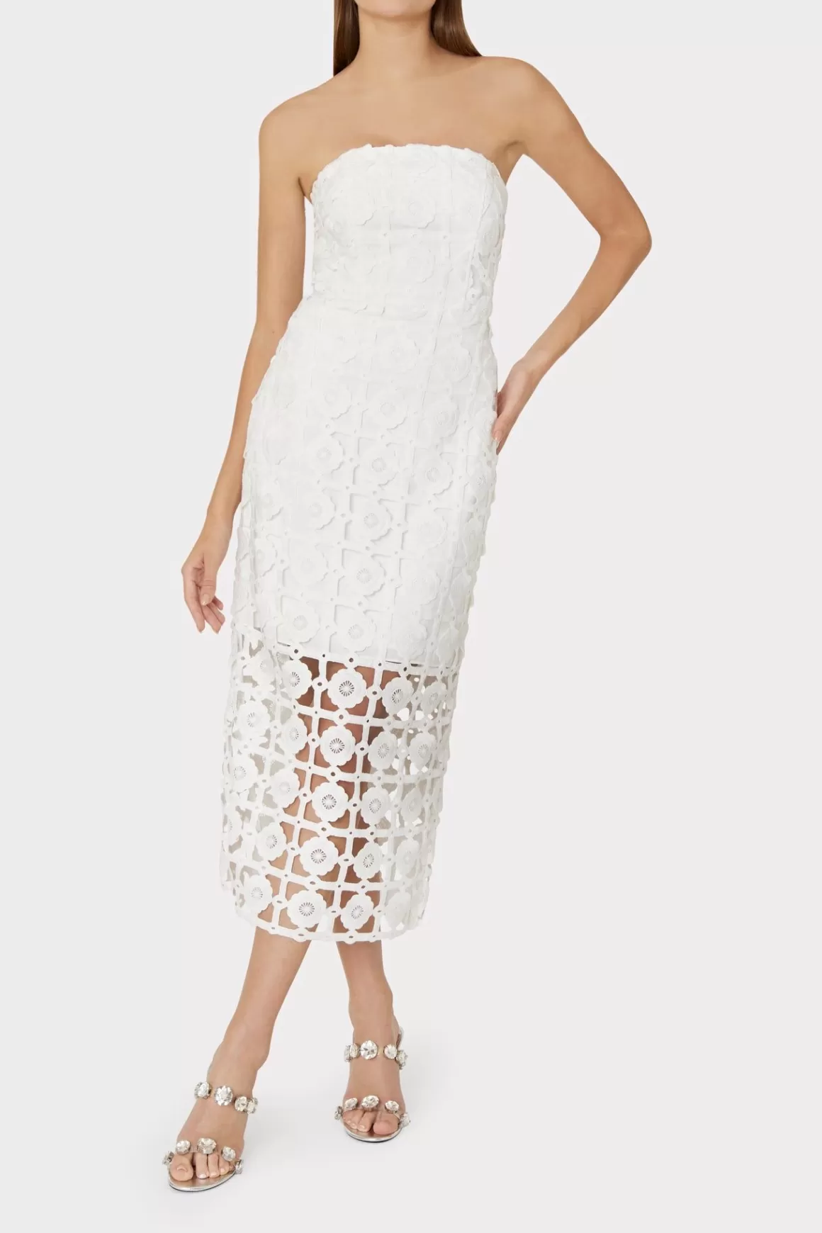 MILLY White Dresses-Kait Tile Lace Dress White