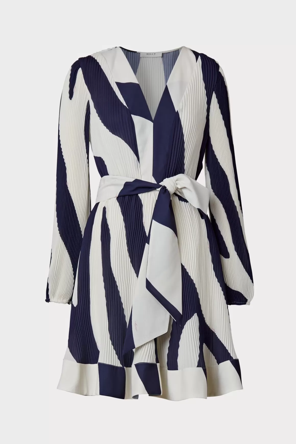 MILLY Day Dresses-Liv Zebra Print Dress Navy/Ecru