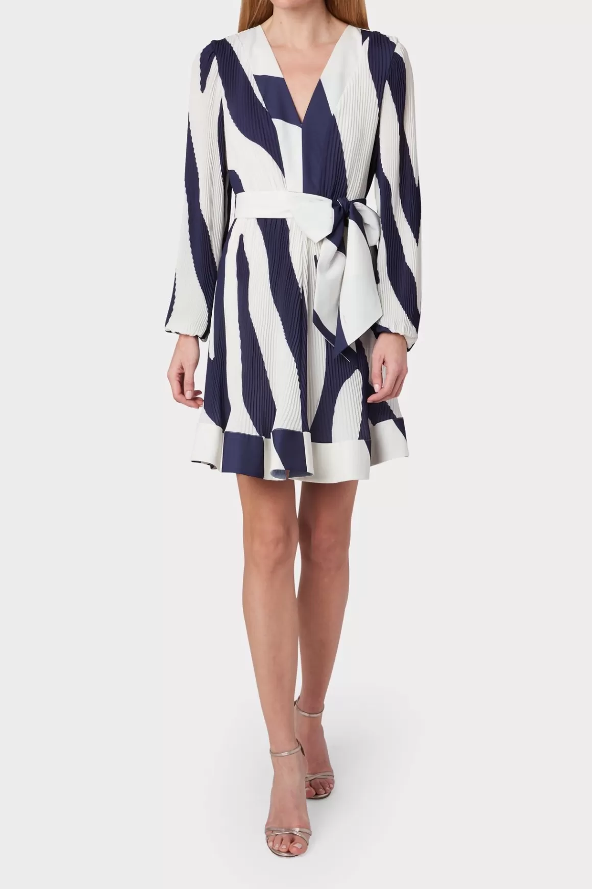 MILLY Day Dresses-Liv Zebra Print Dress Navy/Ecru