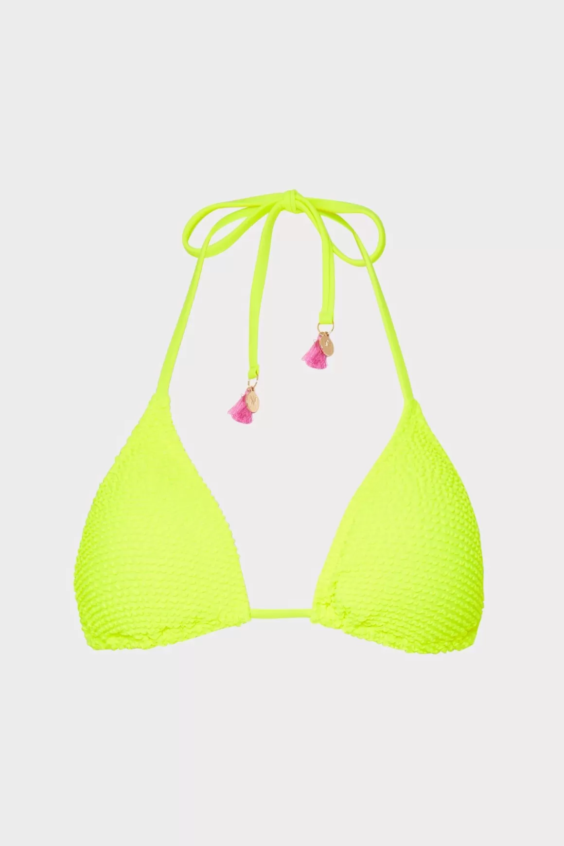 MILLY Bikinis-Lori Textured Triangle Bikini Top Yellow