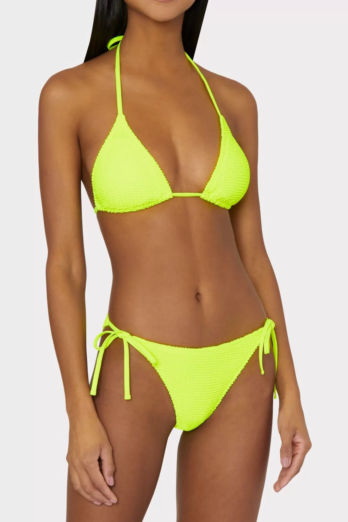 MILLY Bikinis-Lori Textured Triangle Bikini Top Yellow