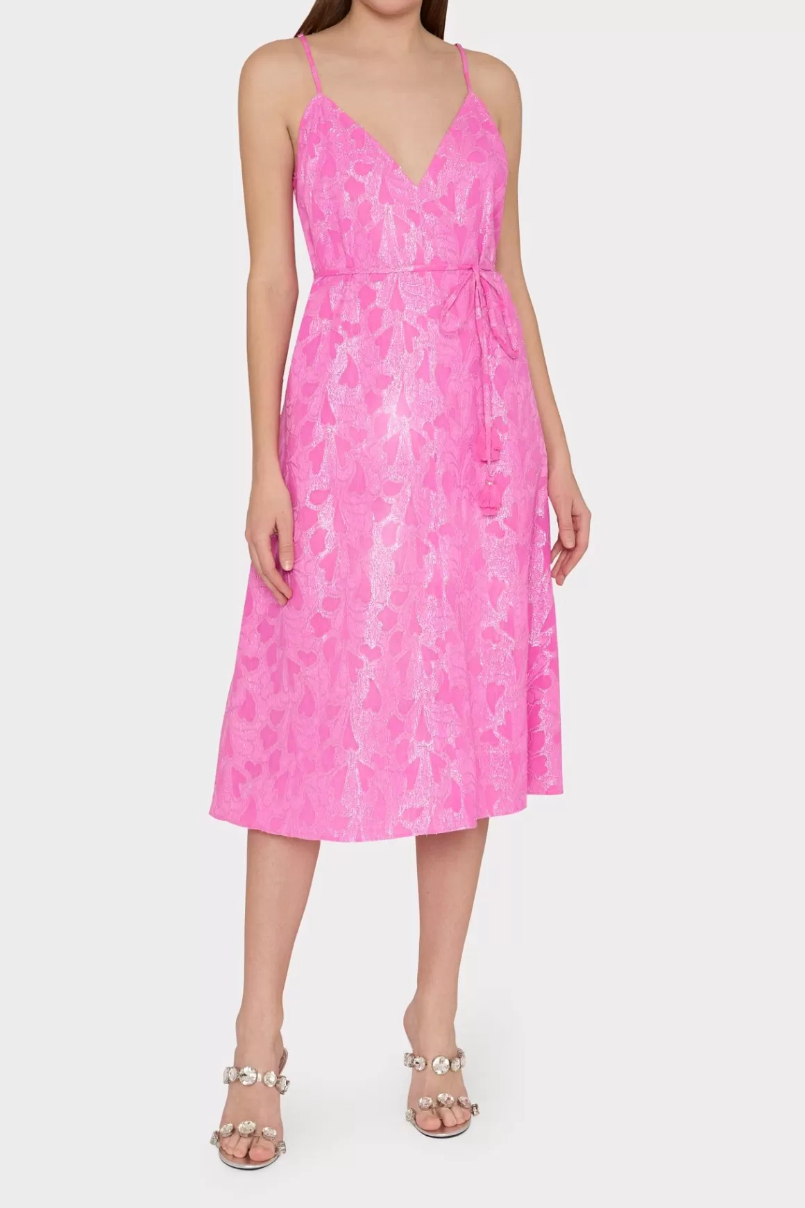 MILLY Cover-Ups-Lurex Jacquard Spaghetti Strap Cover-Up Pink