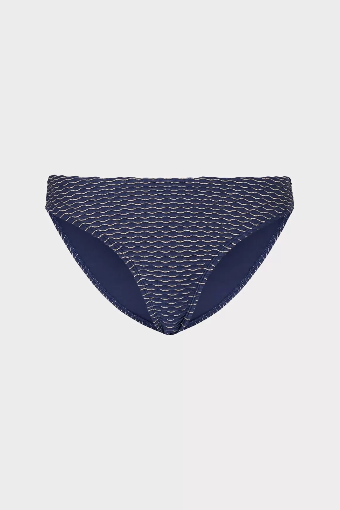 MILLY Bikinis-Margot Textured Waves Bikini Bottom Navy