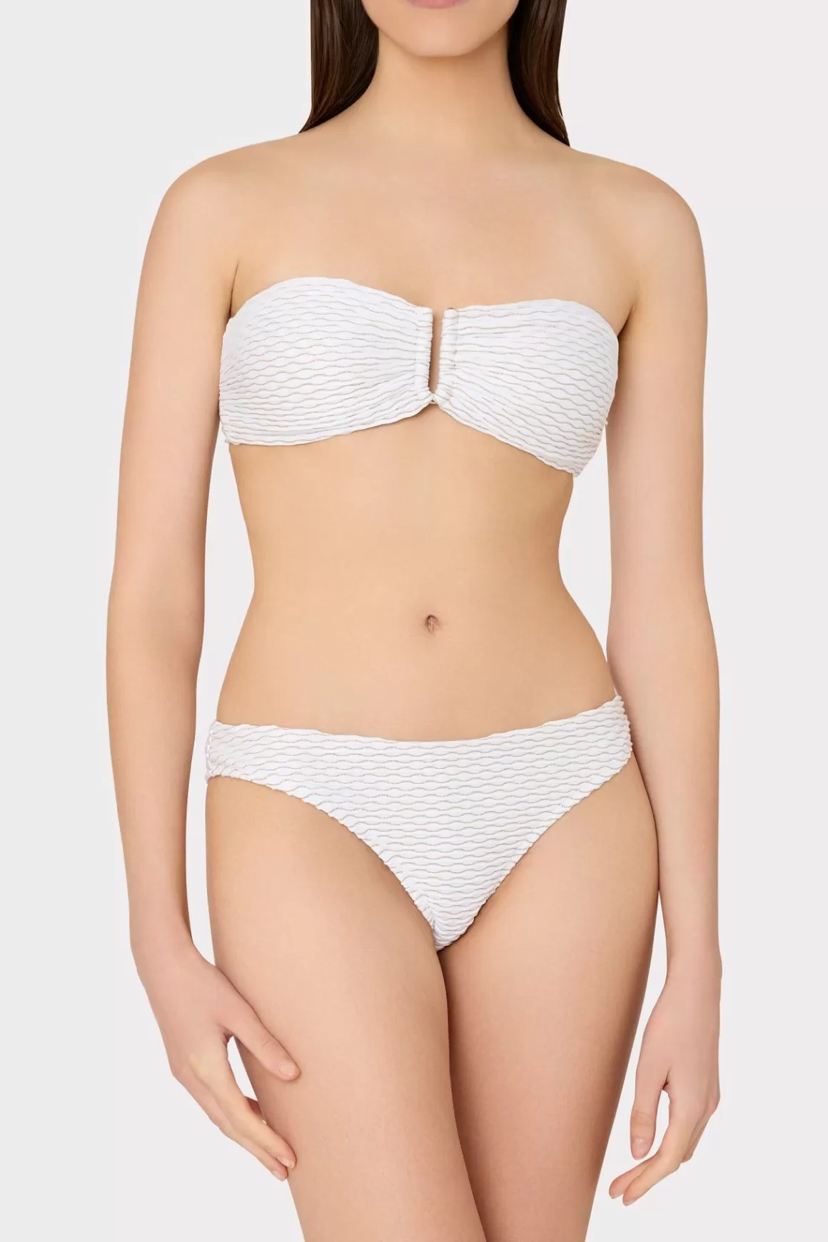 MILLY Bikinis-Margot Textured Waves Bikini Bottom White